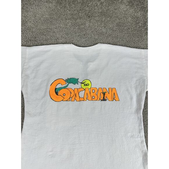 Vintage Copacabana Rio Shirt Mens XL White Brazil Souvenir Lace Up Beach 90s - Picture 7 of 16